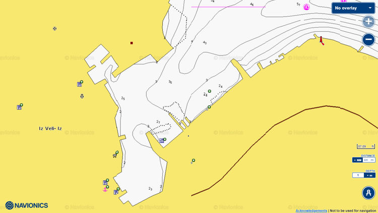 To open Navionics chart  of Yacht Marina Veli Iz