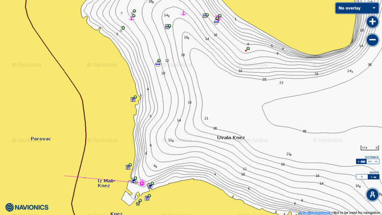 To open Navionics chart  of yacht mooring in Knez Bay