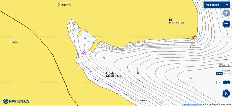 To open Navionics chart  of yacht moorings in Maslinciсa Bay