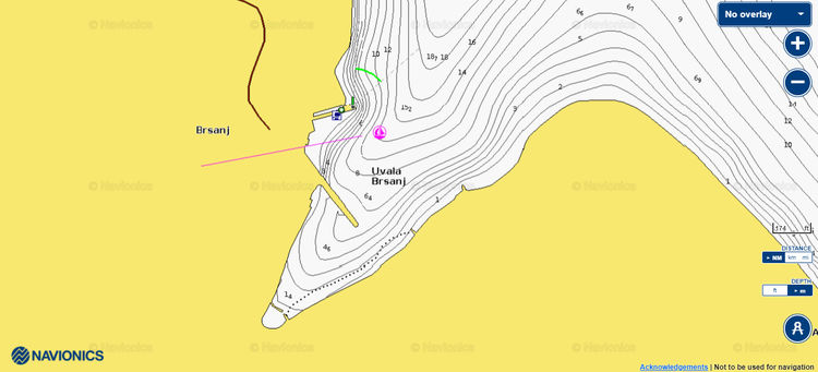 To open Navionics chart  of yacht moorings in Brsanj Bay