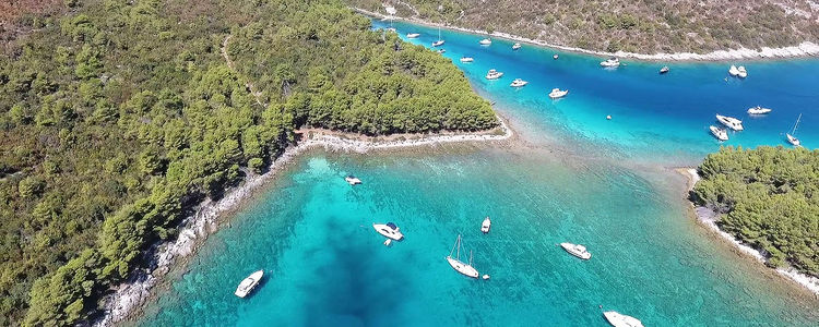 Yacht moorings in Vodenjak bay