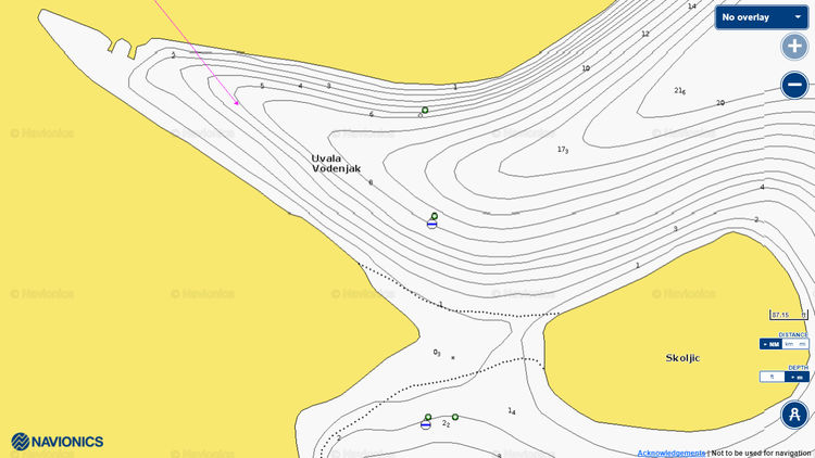 To open Navionics chart  of yacht moorings in Vodenjak bay