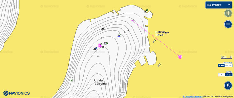 To open Navionics chart  of yacht moorings in Lokvina Bay