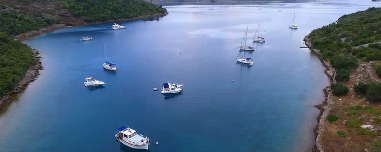 Yacht moorings in Paladinica Bay