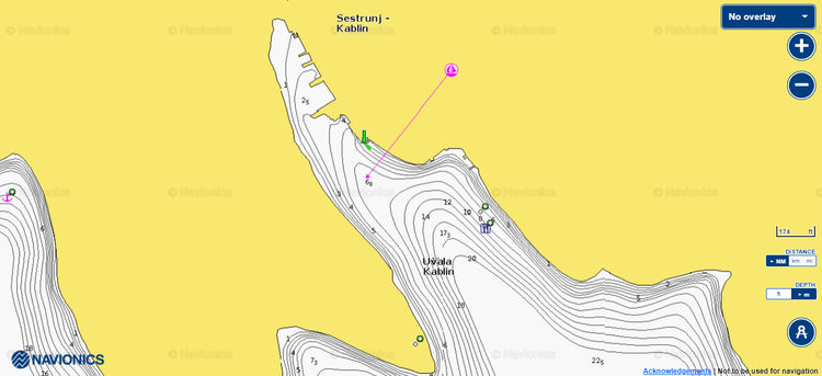 To open Navionics chart of yacht moorings in Kablin Bay