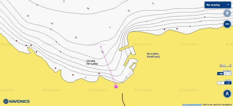 To open Navionics chart  of yacht anchorage in Hrvatin Bay