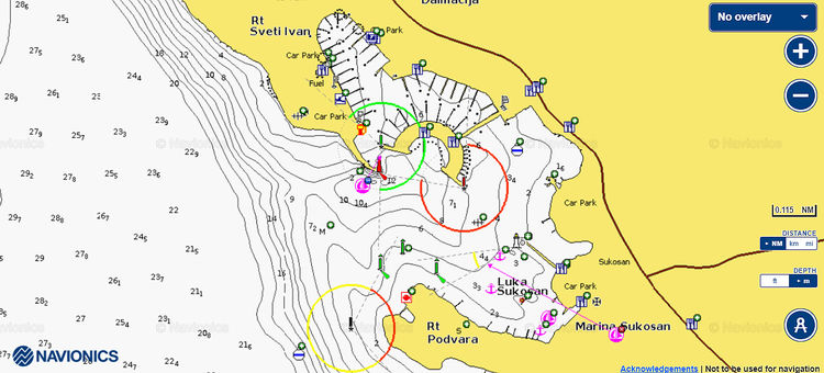 To open Navionics chart  of Yacht Marina Dalmatija