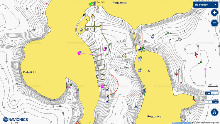 To open the Navionics Charts of the yacht's mooring in the marina Frapa. Croatia.