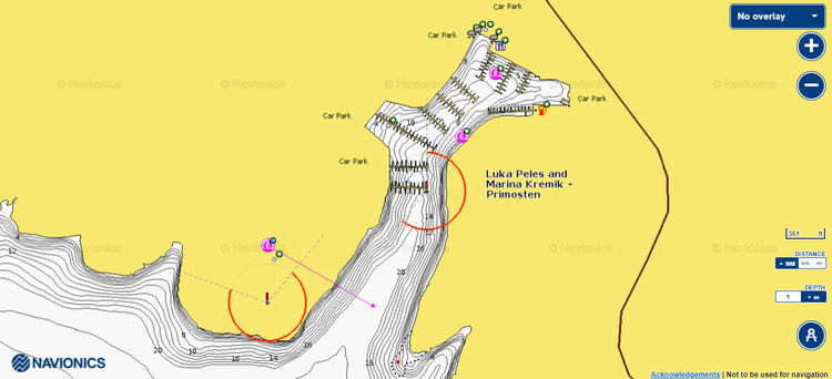 To open Navionics chart  of Yacht Marina Kremik