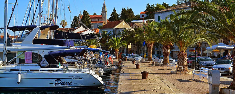 Yacht mooring at the city waterfront Rogoznica