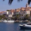 Yacht mooring at the town waterfront of Korcula