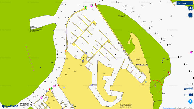 Map of moorings in Punta Faro marina. Italy