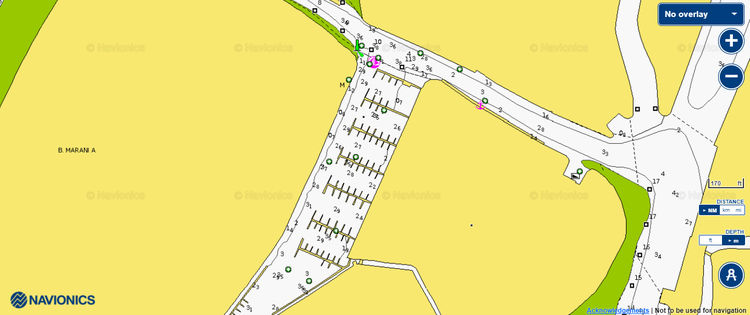 Map of yacht mooring in Venice Certosa Marina. Italy