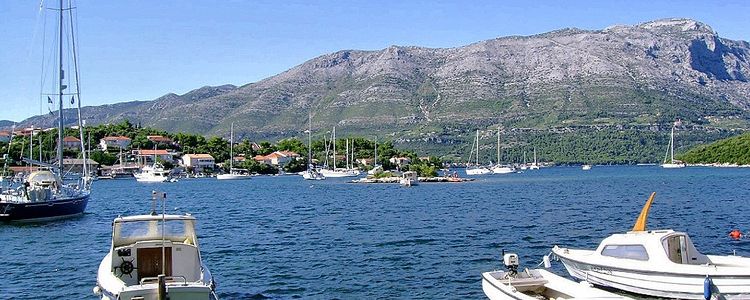 Yacht moorings in Uvala Luka-Korcula