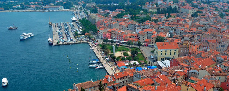 Yacht mooring at the Rovinj city waterfront