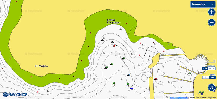 To open Navionics chart  of  yacht mooring at the buoys in Karpinjan Bay