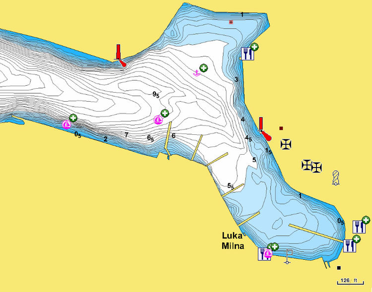 To open Naionics chart of yacht ACI Marina Milna. Brac Island. Croatia.