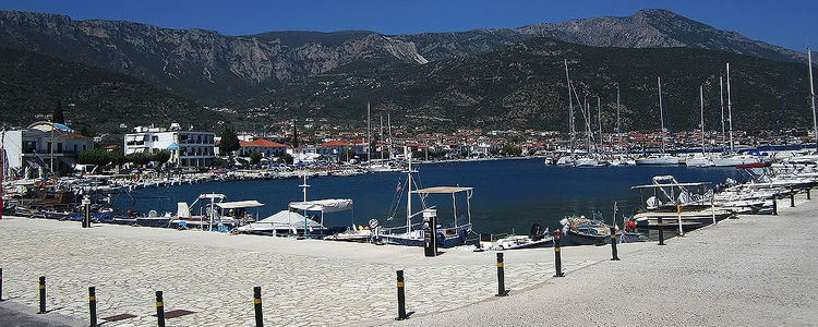 Yacht moorings in the Tyros Fishport