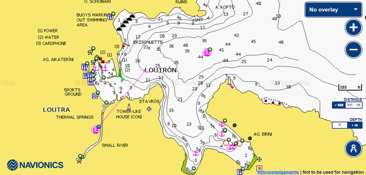 To open Navionics chart of yacht mooring in Lautra Fishport. Kithnos. Cyclades. Greece