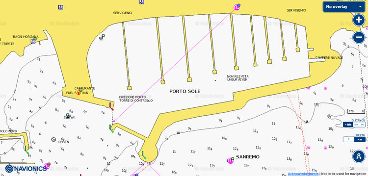 To open Navionics chart  of Portosol yacht marina. San Remo. Italy.