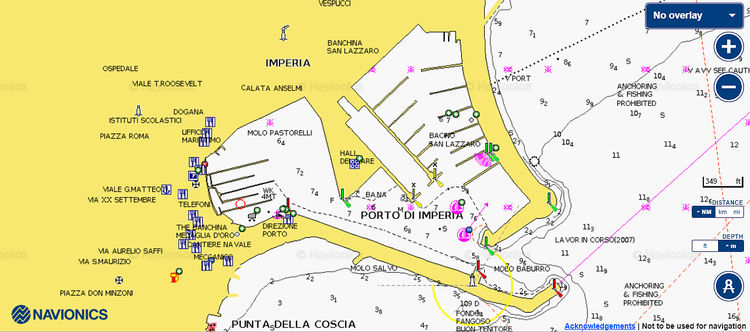 To open Navionics chart  of Yacht Marina Porto Maurizio. Imperia. Liguria. Italy