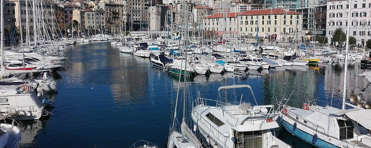 Yachts in the marina of Darsena Vecchia in Savona port