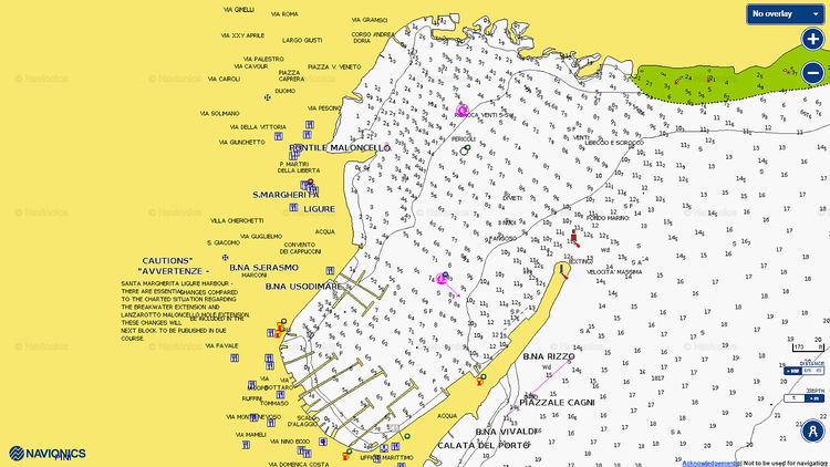 To open Navionics chart  of  yacht moorings in Santa Margherita harbor