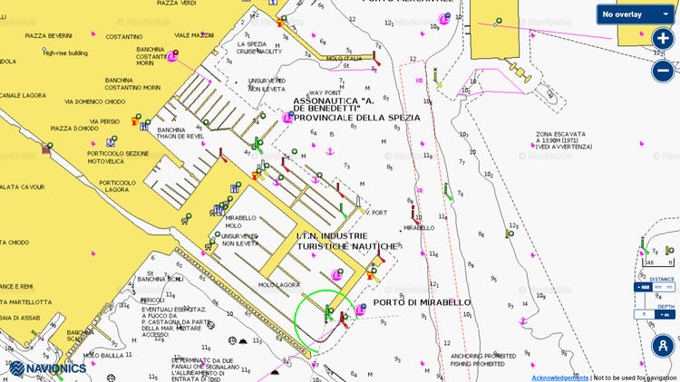 To open Navionics chart  of Yacht Marina Porto Mirabello. La Spezia. Liguria. Italy.