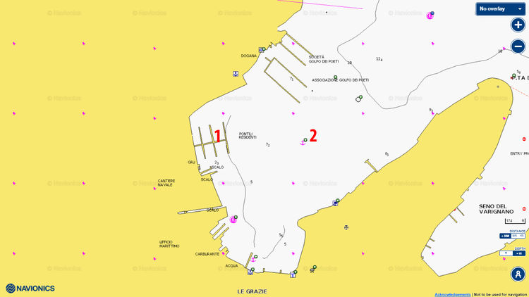 To open Navionics chart  of Yacht moorings in Grazio Bay