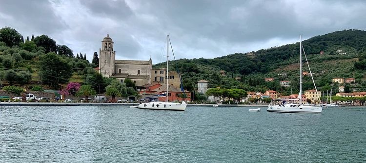 Yacht moorings in Grazio Bay