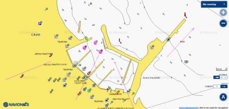 To open Navionics chart of Yacht Marina Cavo