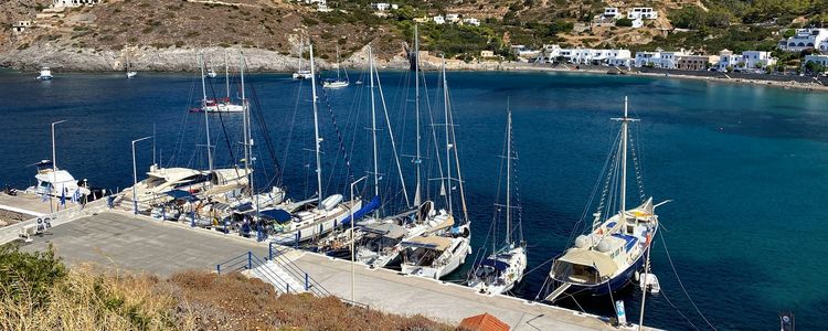 Yacht moorings in Kapsali harbor