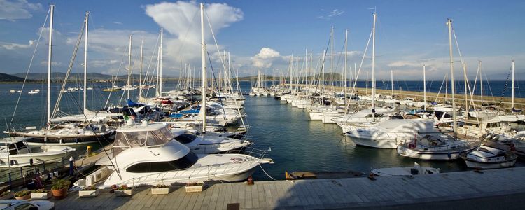 Yacht mooring in Talamone harbor