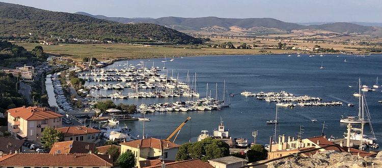 Yacht mooring in Talamone harbor