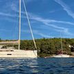 Yacht mooring at the buoys in Osibova Bay