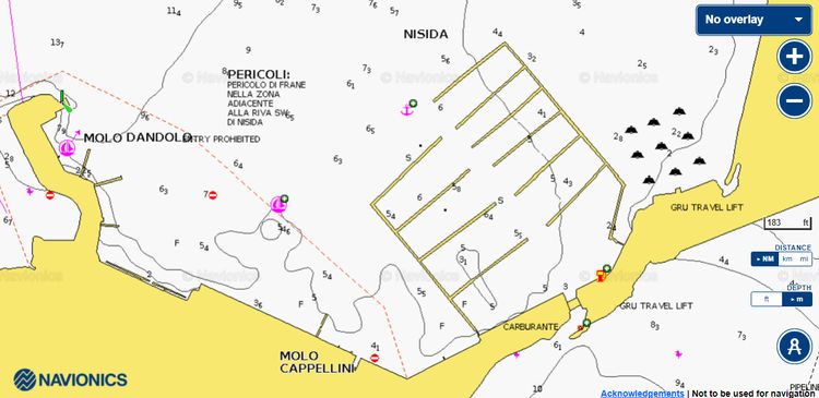 To open Navionics chart of Yacht mooring at Nisida piers