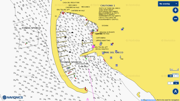 To open Navionics chart of Yacht moorings in Torre del Greco harbor