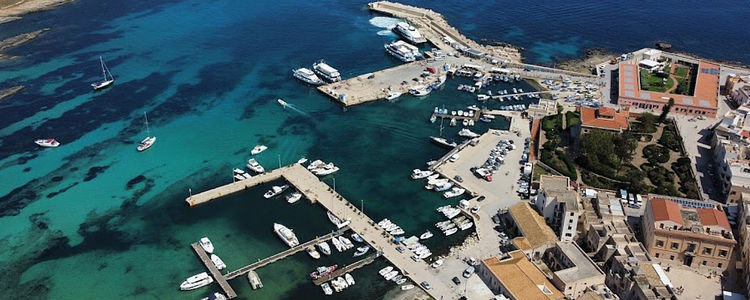 Yacht moorings in Cala Principale. Favignana.