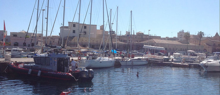 Yacht moorings in Cala Principale. Favignana.