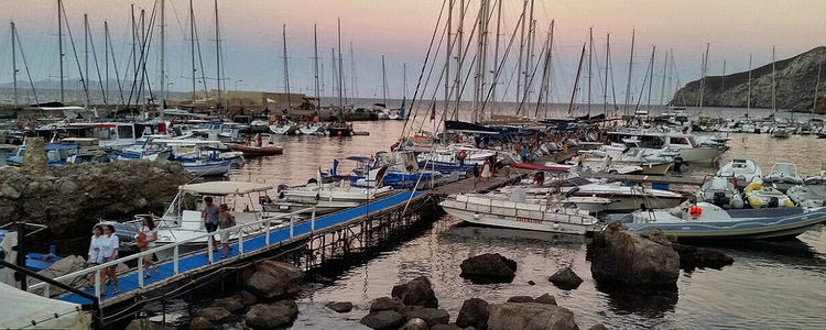 Yacht mooring in the port of Scala Nova on Marettimo Island