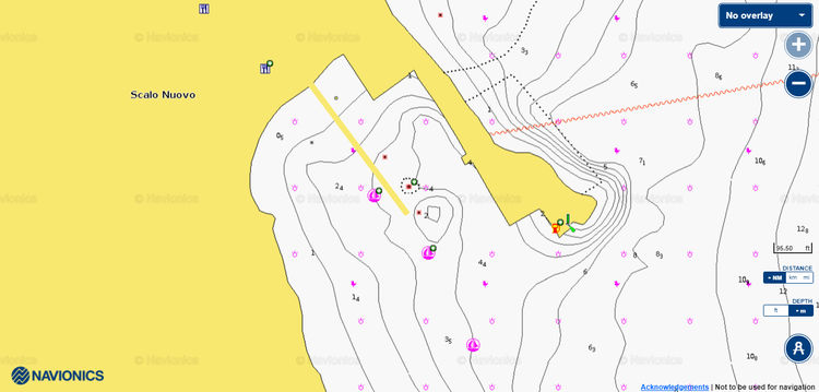 Map of yacht mooring in the port of Scala Nova on Marettimo Island