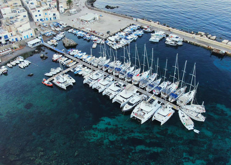 Yacht mooring in the port of Scala Nova on Marettimo Island