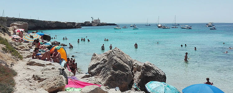 Yacht mooring in Azzurra Bay on Favignana Island