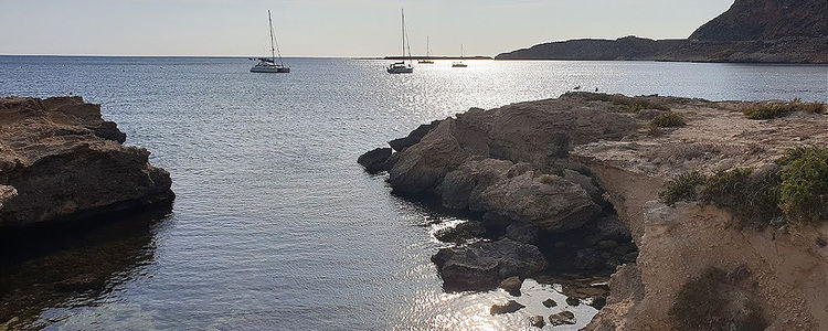 Yacht mooring at Cape Longa. Favignana Island.