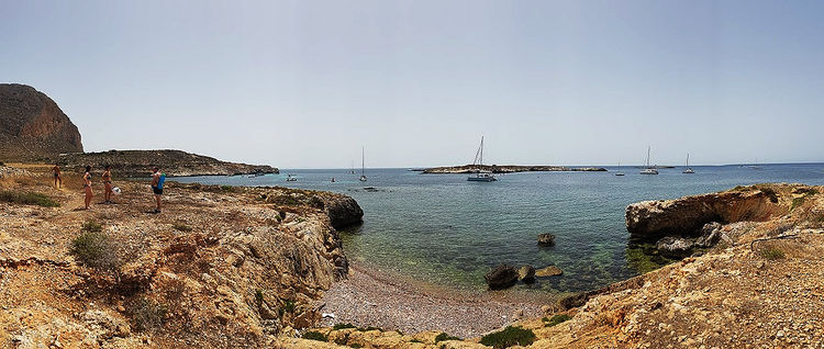 Yacht mooring at Cape Longa. Favignana Island.