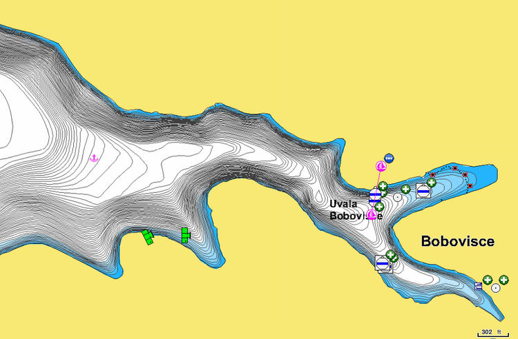 To open Navionics chart of yacht  moorings in Bobovisce