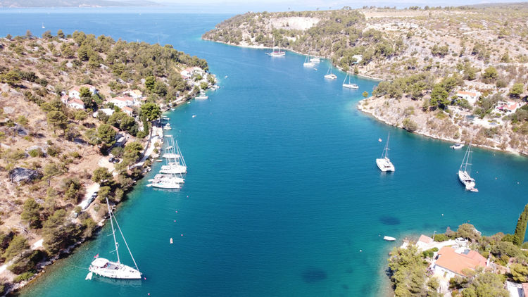 Yacht moorings in Bobovisce Bay