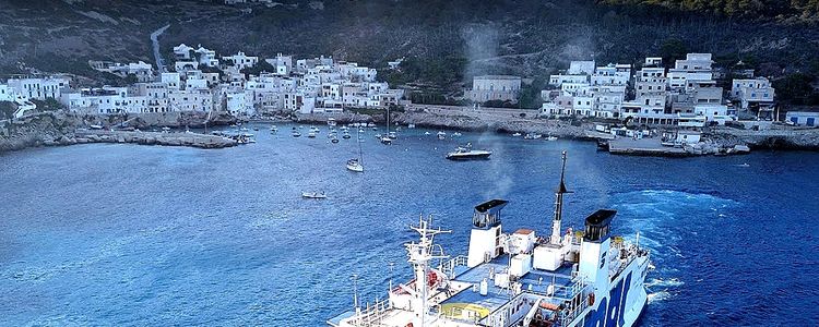 Yacht mooring in Dogana Bay at Levanzo Island