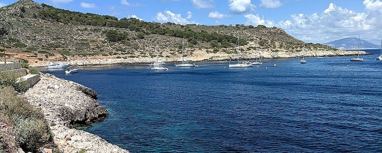 Yacht mooring in Fredda Bay off Levanzo Island