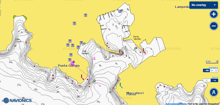 Map of yacht moorings in Lampedusa harbor